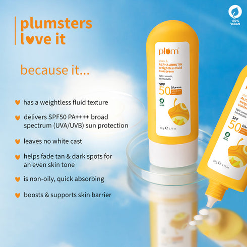 Plum Yuzu & Alpha Arbutin SPF 50 Weightless Fluid Sunscreen